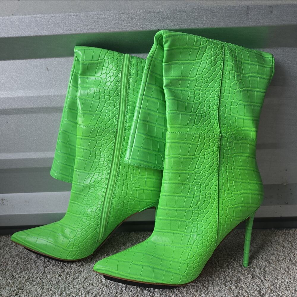 NEW Steve Madden Lime Green Knee High Boots, Size 10 - Picture 7 of 15